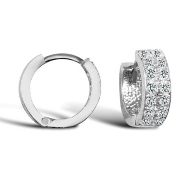 9ct White Gold Cubic Zirconia Huggie Earrings