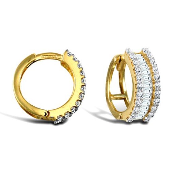 9ct Yellow Gold Cubic Zirconia Huggie Earrings