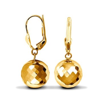 9ct Yellow Single Disco Ball Drop Earring