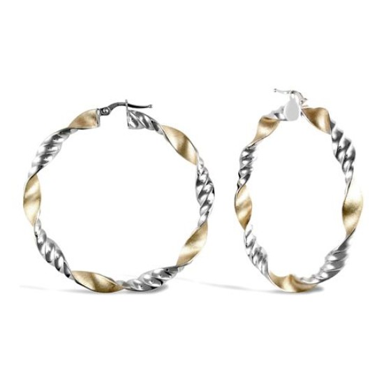 9ct Yellow & White Gold Hoop Earrings