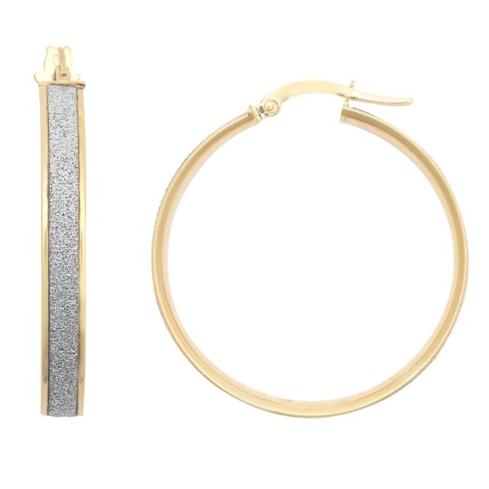9ct Yellow Gold 25mm Moon Dust Hoop Earring