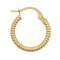 9ct Yellow Ribbed Polished hoop earring
