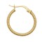 9ct Yellow Ribbed Polished hoop earring