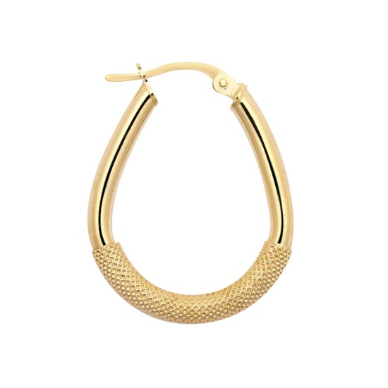 9ct Yellow Plain & Mesh Earring