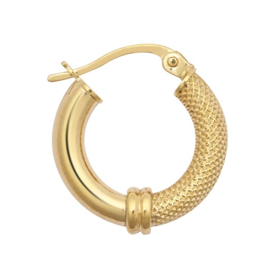 9ct Yellow Polished & Mesh Hoop Earring
