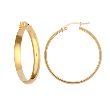 9ct Yellow 3mm Wedding Band Style Hoop Earring