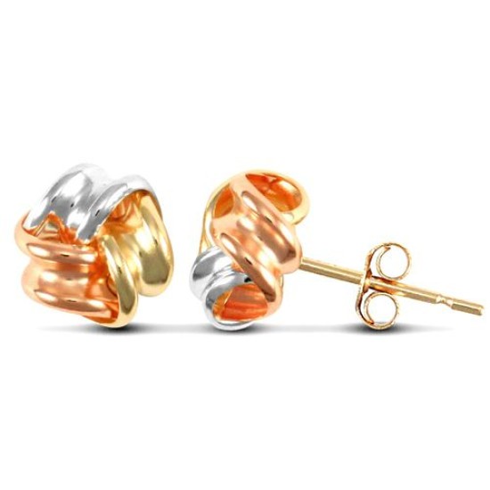 9ct 3 Colour Gold Knot Studs