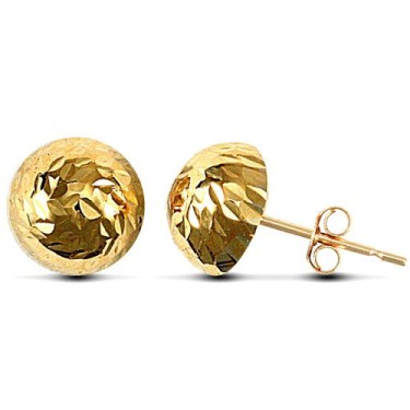 9ct Yellow Gold Diamond Cut Half Ball Studs