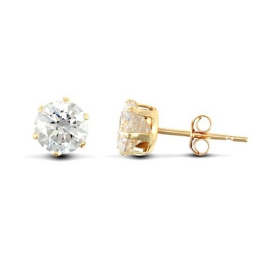9ct Yellow Gold CZ Claw Set Studs