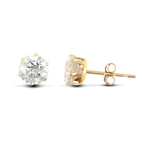 9ct Yellow Gold CZ Claw Set Studs