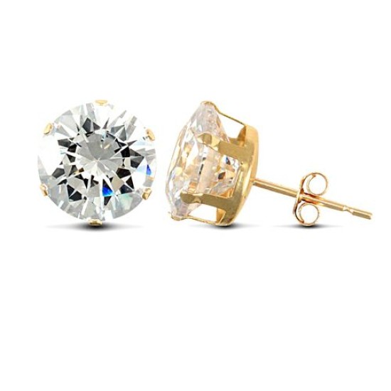 9ct Yellow Gold CZ Claw Set Studs