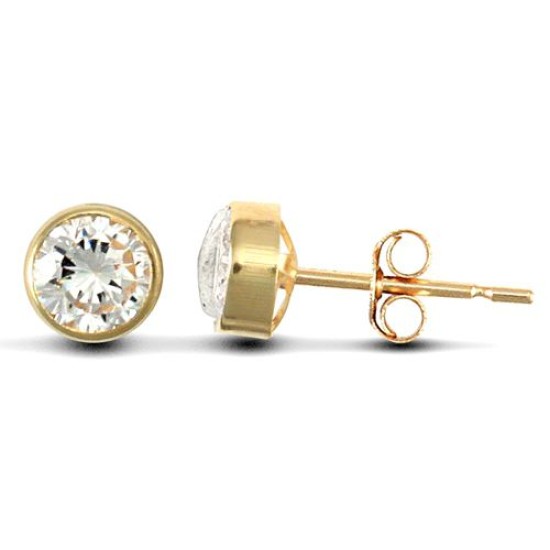 9ct Yellow Gold CZ Rub-Over Studs