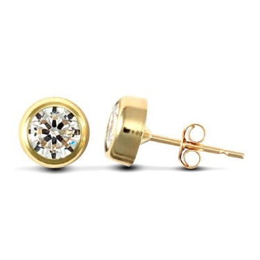9ct Yellow Gold CZ Rub-Over Studs