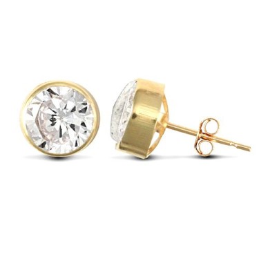 9ct Yellow Gold CZ Rub-Over Studs