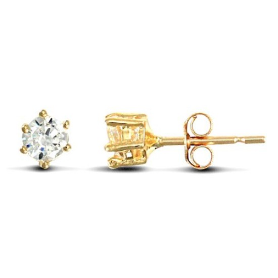 9ct Yellow Gold Cubic Zirconia Claw Set Studs