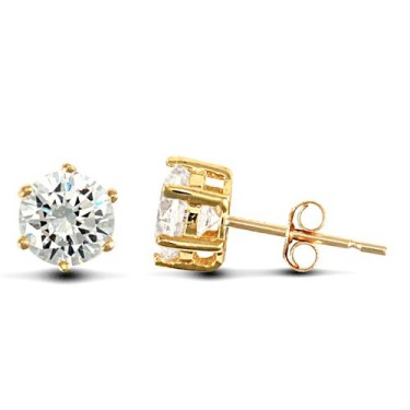 9ct Yellow Gold Cubic Zirconia Claw Set Studs