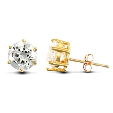 9ct Yellow Gold Cubic Zirconia Claw Set Studs