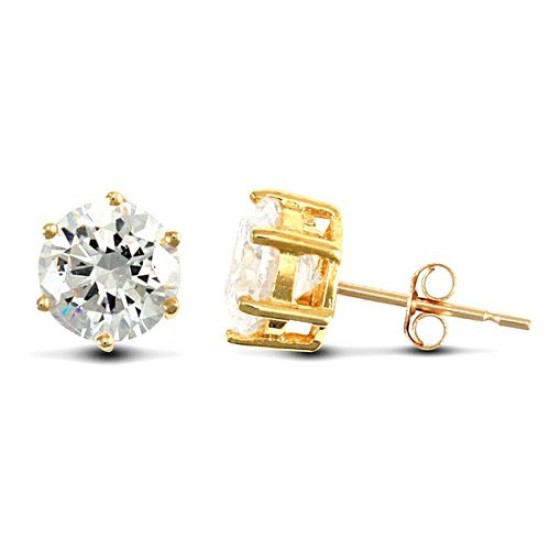 9ct Yellow Gold Cubic Zirconia Claw Set Studs