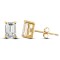9ct Yellow Gold Rectangular Cubic Zirconia Claw Set Studs