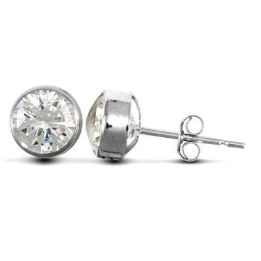 9ct White Gold Cubic Zirconia Rub-Over Studs