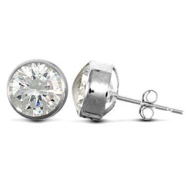9ct White Gold Cubic Zirconia Rub-Over Studs