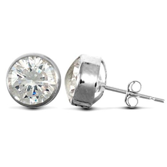 9ct White Gold Cubic Zirconia Rub-Over Studs