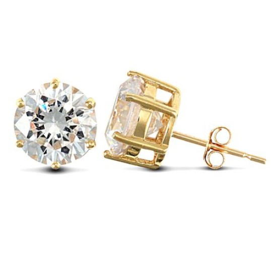 9ct Yellow Gold Claw Set Cubic Zirconia Studs