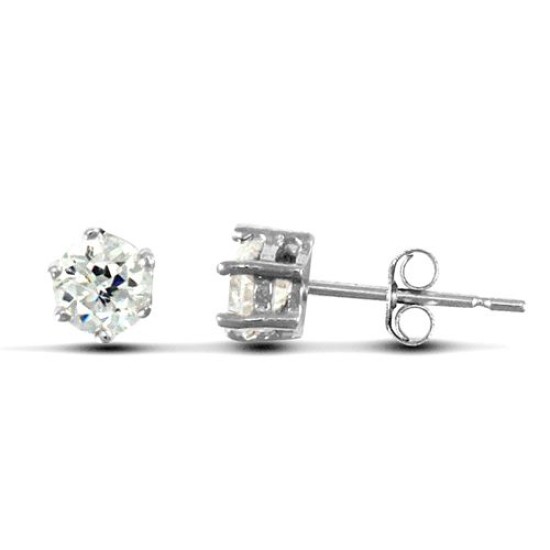 9ct White Gold Claw Set Cubic Zirconia Studs