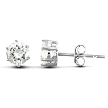 9ct White Gold Claw Set Cubic Zirconia Studs