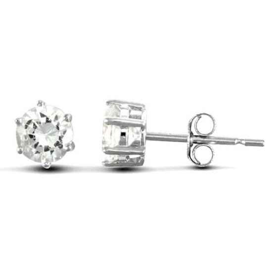 9ct White Gold Claw Set Cubic Zirconia Studs