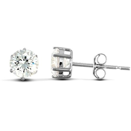 9ct White Gold Claw Set Cubic Zirconia Studs