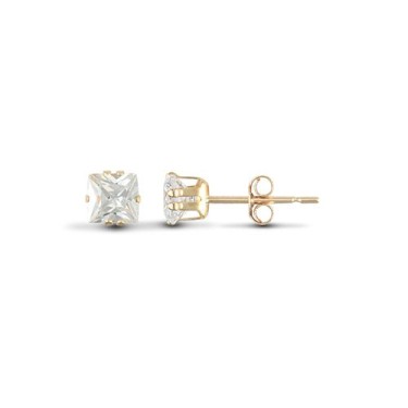 9ct Yellow Gold Square Cubic Zirconia Stud