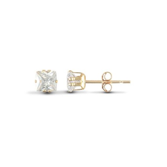 9ct Yellow Gold Square Cubic Zirconia Stud
