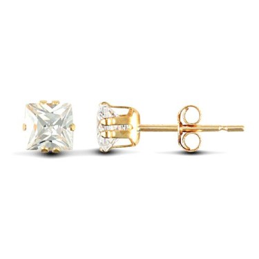 9ct Yellow Gold Square Cubic Zirconia Stud Earrings