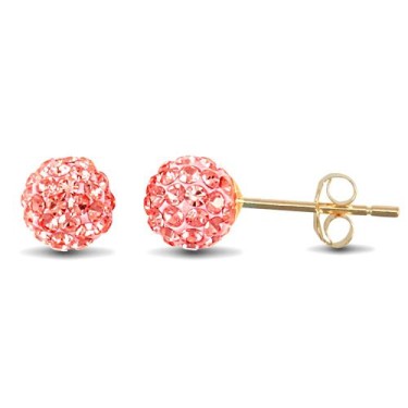 9ct Yellow Gold Crystal Ball Stud Earrings