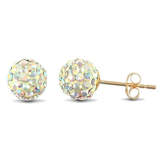 9ct Yellow Gold Crystal Ball Stud Earrings