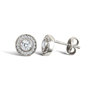 9ct White Gold Cubic Zirconia Stud Earrings
