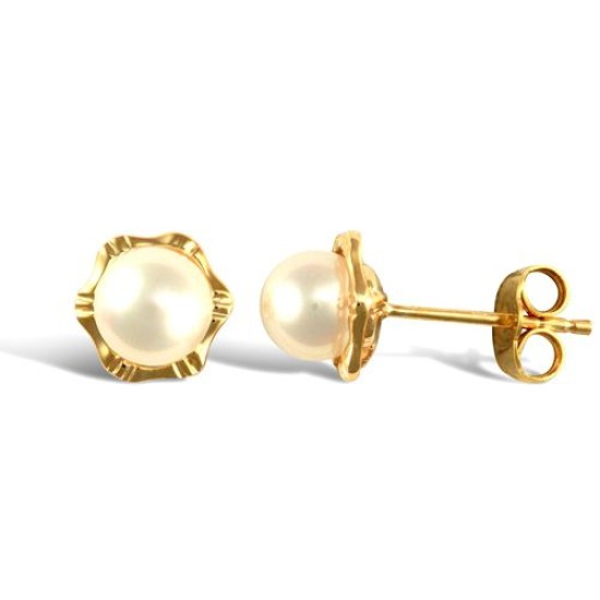 9ct Yellow Gold Pearl Stud Earrings