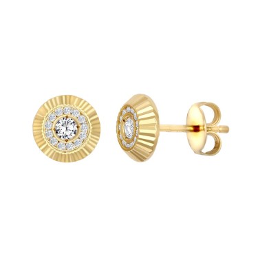9ct Yellow Gold 8mm CZ Bezel Stud Earrings