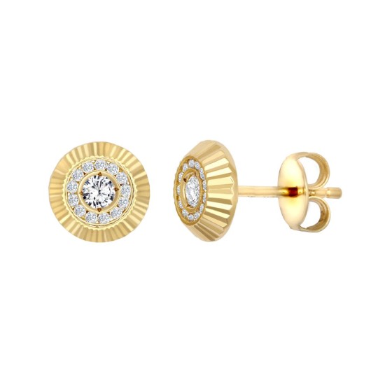 9ct Yellow Gold 8mm CZ Bezel Stud Earrings
