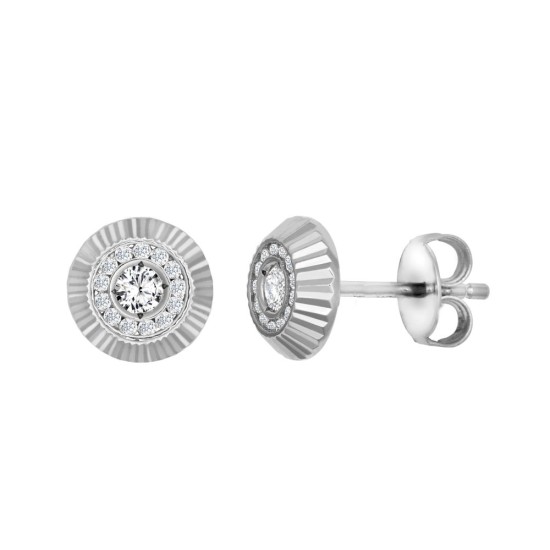 9ct White Gold 8mm CZ Bezel Stud Earrings
