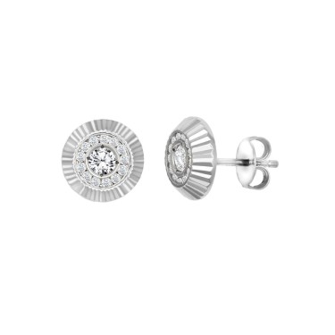 9ct White Gold 10mm CZ Bezel Stud Earrings
