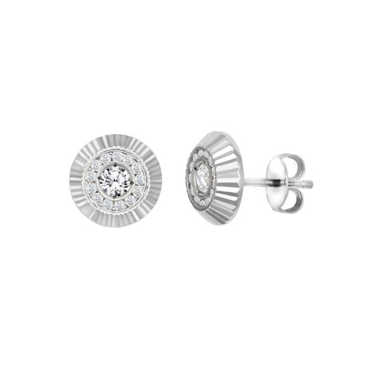 9ct White Gold 10mm CZ Bezel Stud Earrings