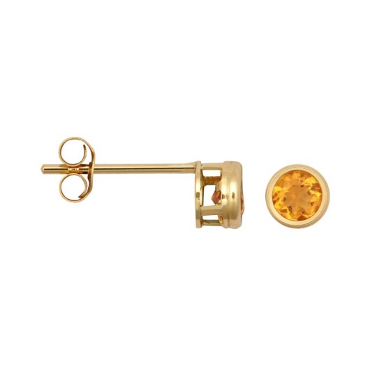 9ct Yellow Rub-over Set Citrine Stud Earrings