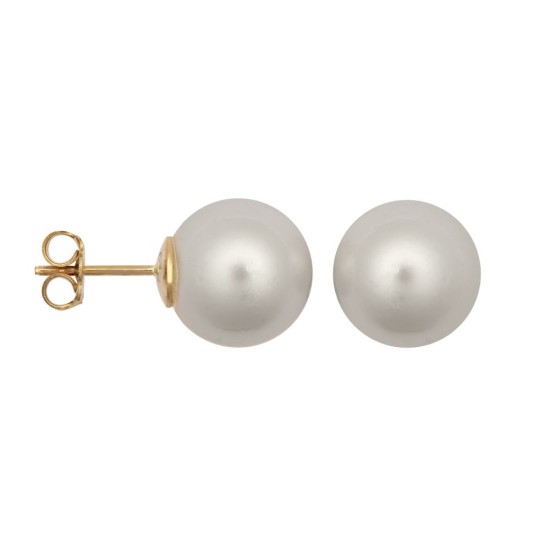12 - 13mm South Sea Pearl Stud Earrings - 9ct Yellow Fittings