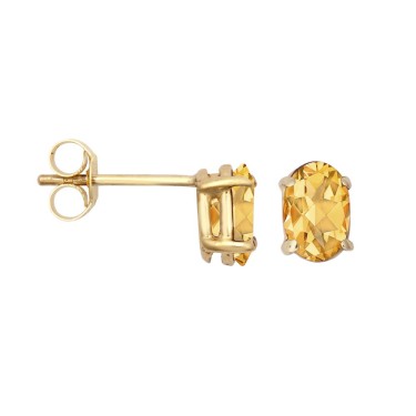 9ct Yellow Gold 6x4 Citrine Stud Earrings