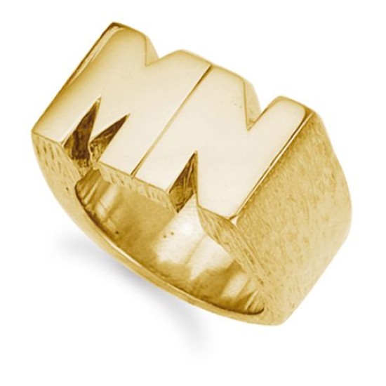 9ct Yellow Gold Initial Blank Ring