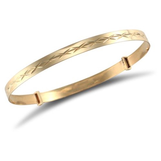 9ct Yellow 4mm Dia/Cut Maidens Expanding Bangle