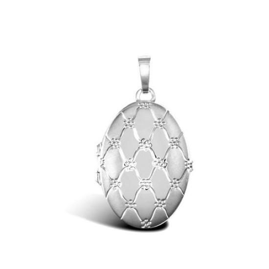 9ct White Gold Oval Locket