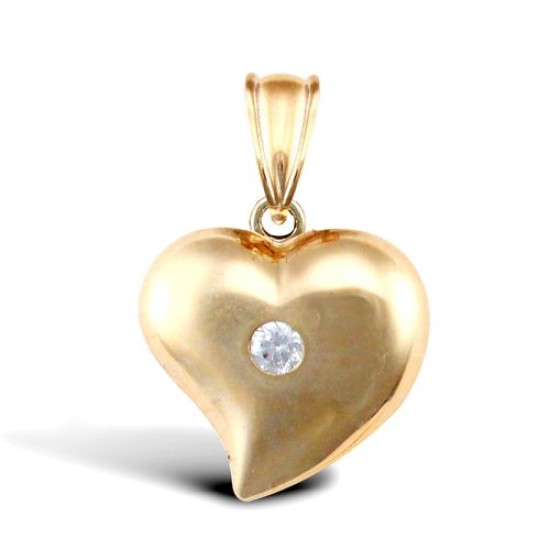 9ct Yellow Gold Heart Charm With An inset Cz